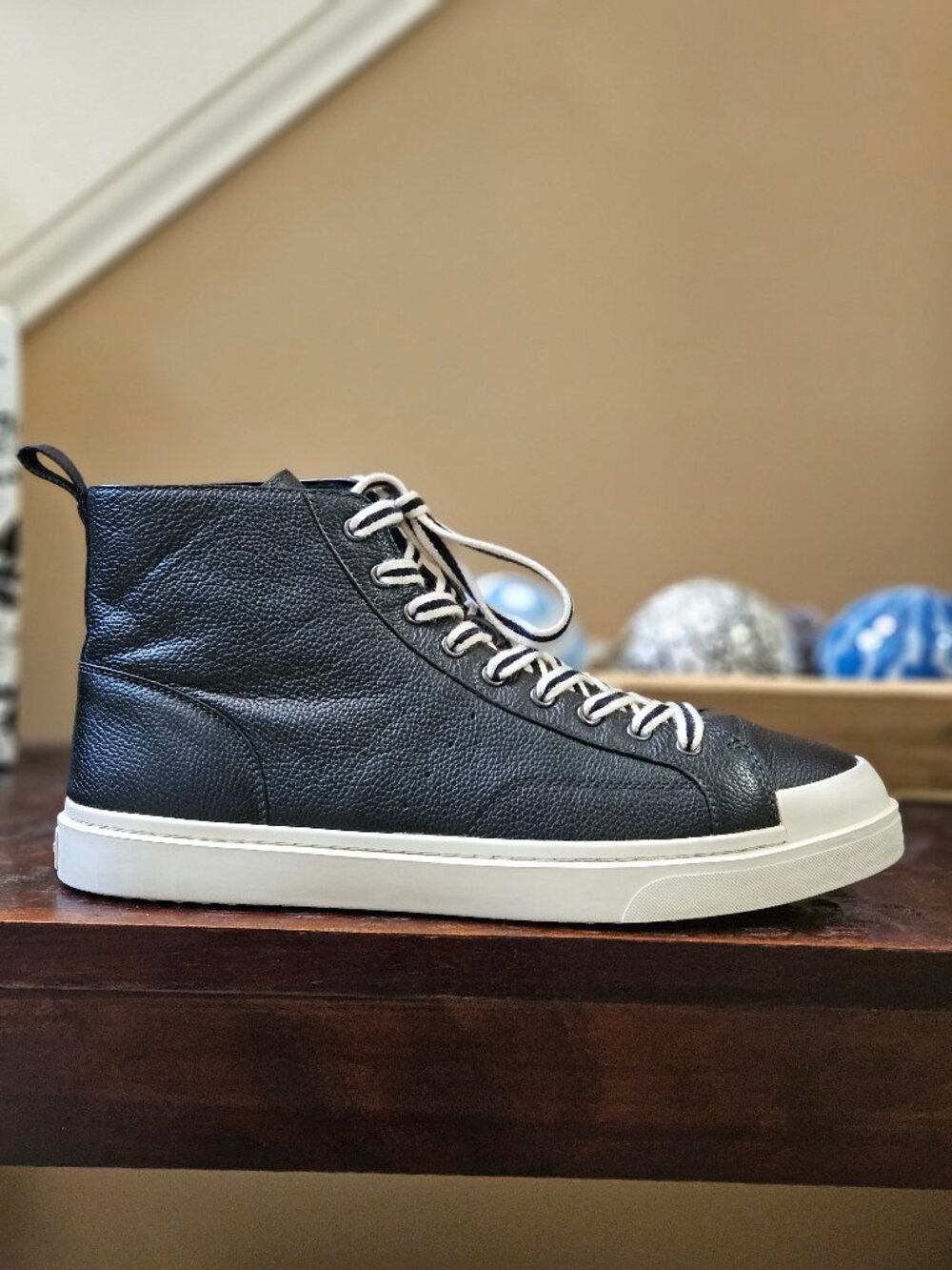 Coach Men's Full-Grain Leather Hi Top Sneakers, Black, Sz 13 (w/extra laces) - Picture 12 of 15